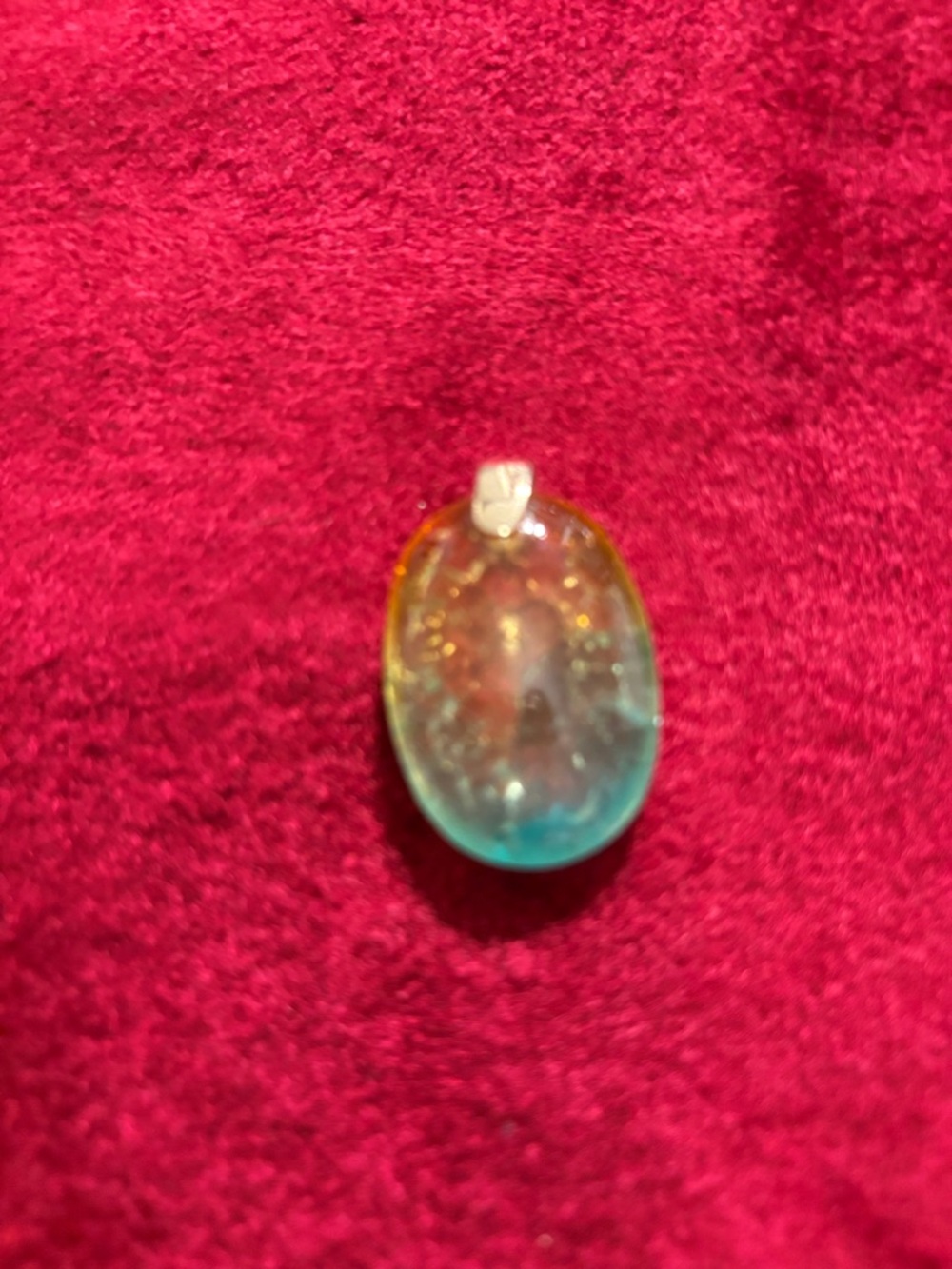 Ombre Glass Teardrop Pendant Necklace - Blue to Amber